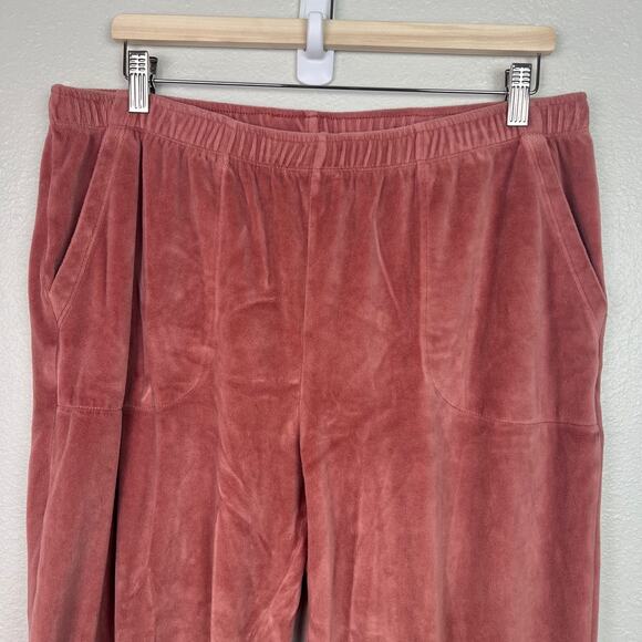 Aerie Women's Size Large Real Obsessed Coral Pink Velour Jogger Lounge Weekend - Picture 2 of 7